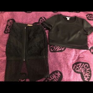 Black skirt with crop top